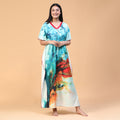 Women Printed V-neck Maxi Kaftan Nightdress
