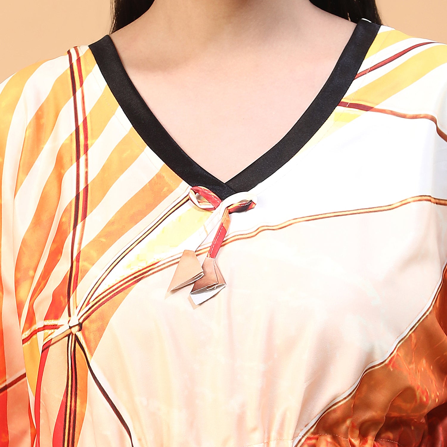 Women Printed V-neck Maxi Kaftan Nightdress