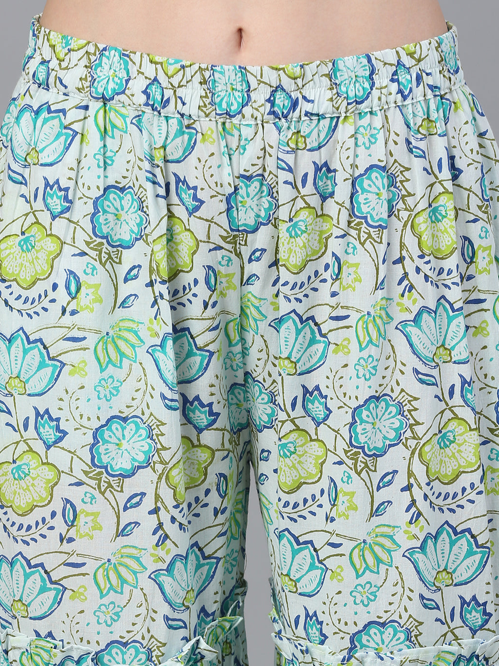 Floral Embroidered V-Neck Straight Kurta With Trousers & Dupatta