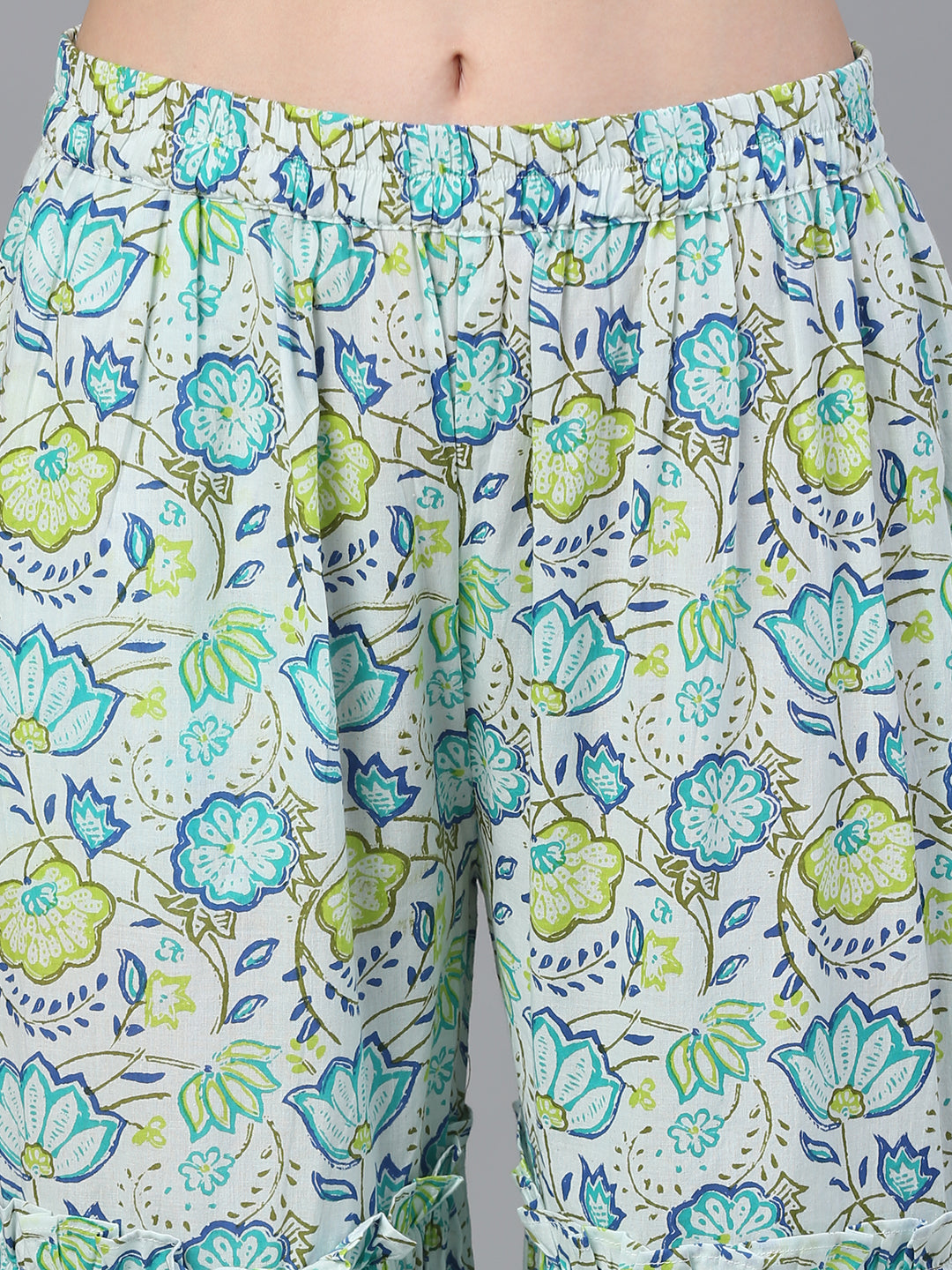 Floral Embroidered V-Neck Straight Kurta With Trousers & Dupatta