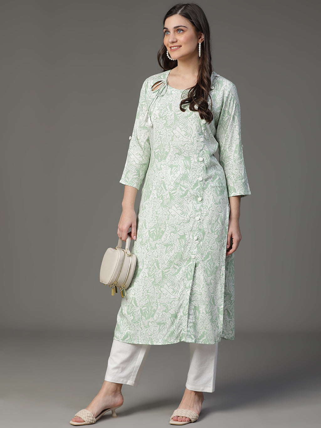 Premium Rayon Sea Green Women Kurta