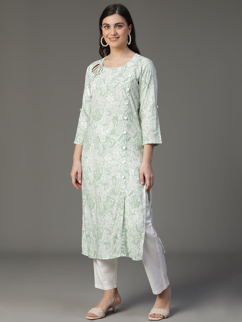 Premium Rayon Sea Green Women Kurta