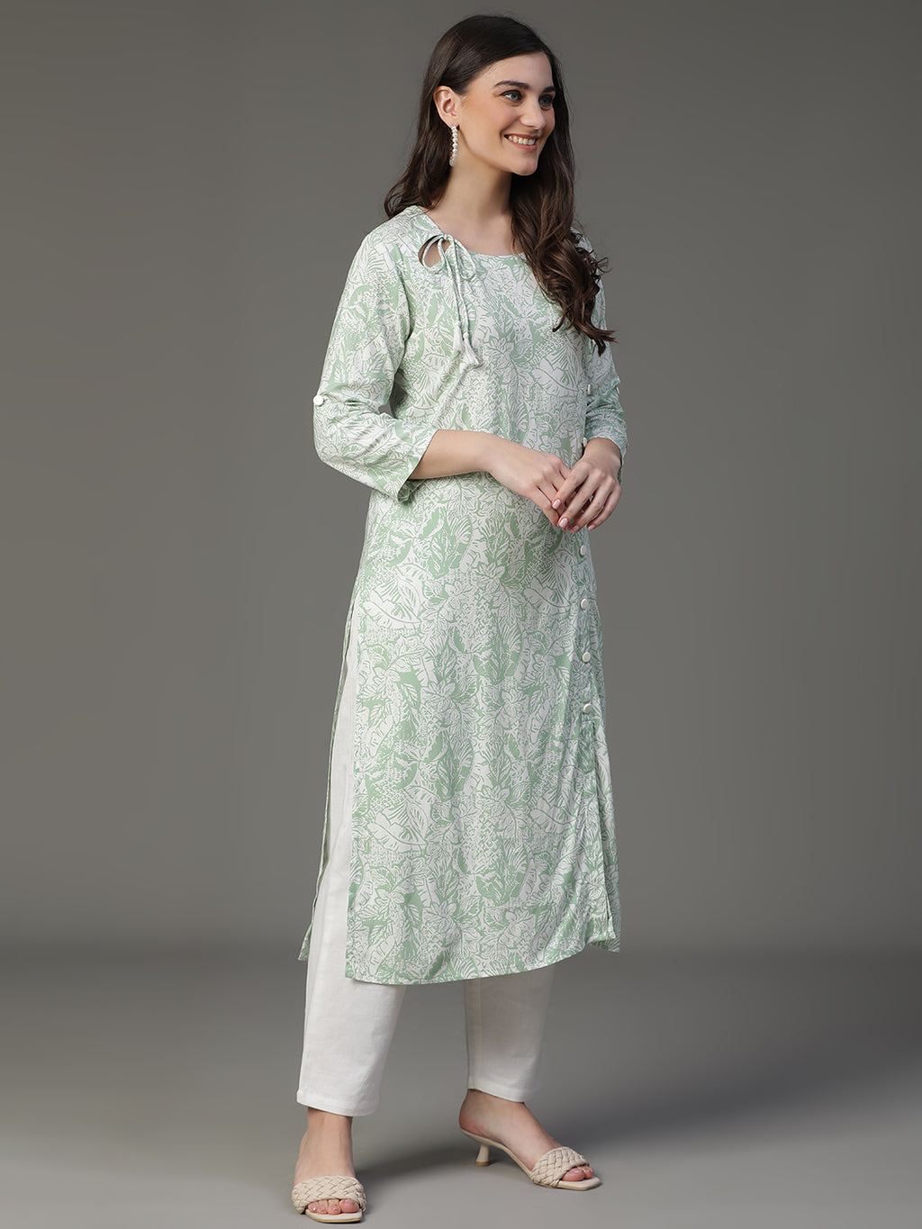 Premium Rayon Sea Green Women Kurta