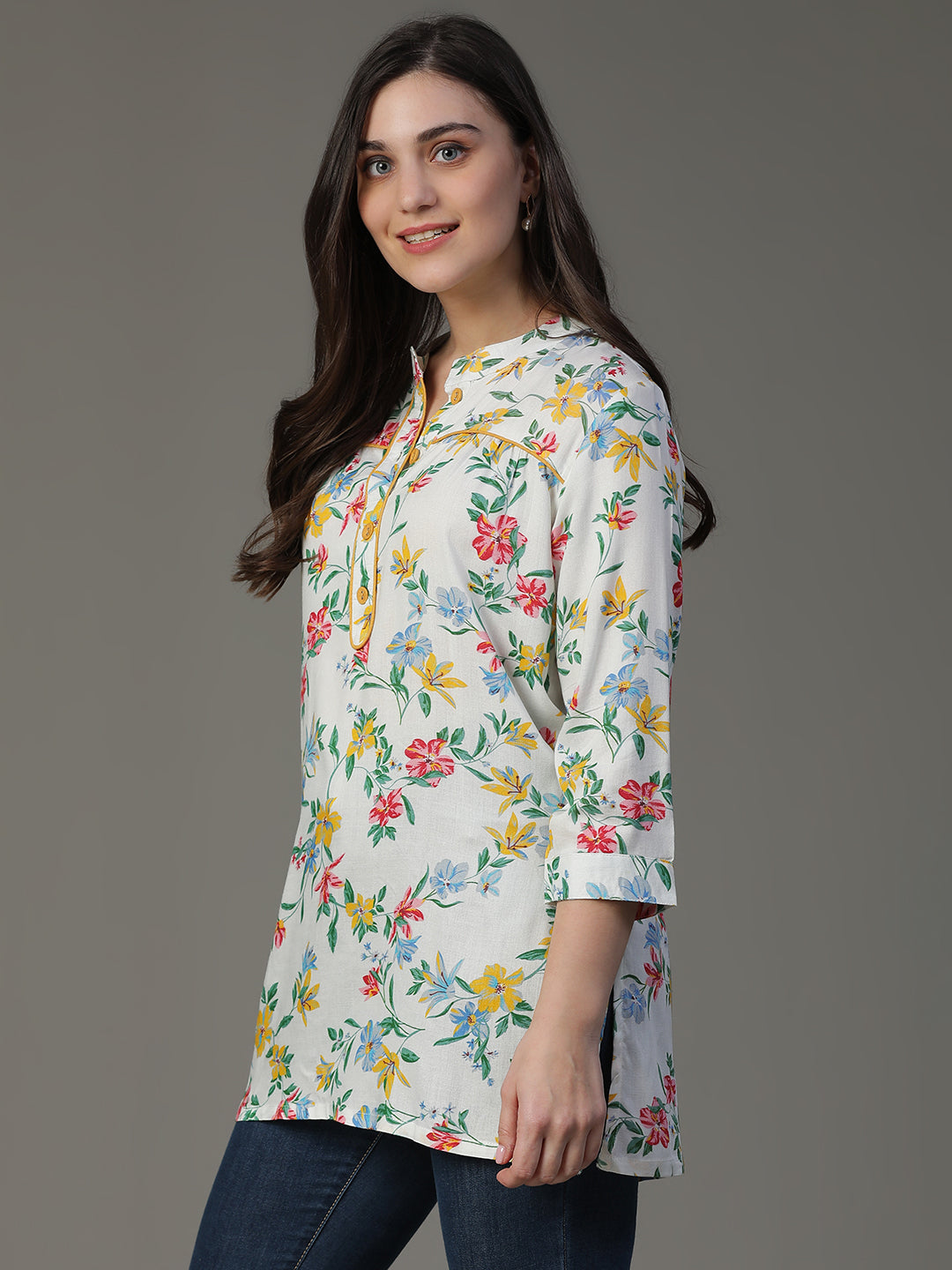 Premium Rayon Blue Women Short Kurti