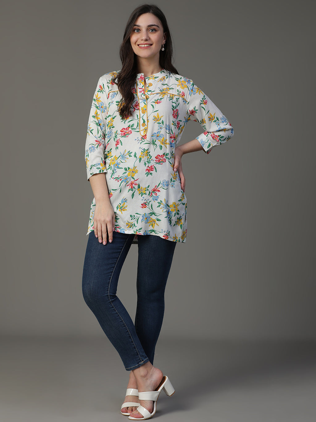 Premium Rayon Blue Women Short Kurti