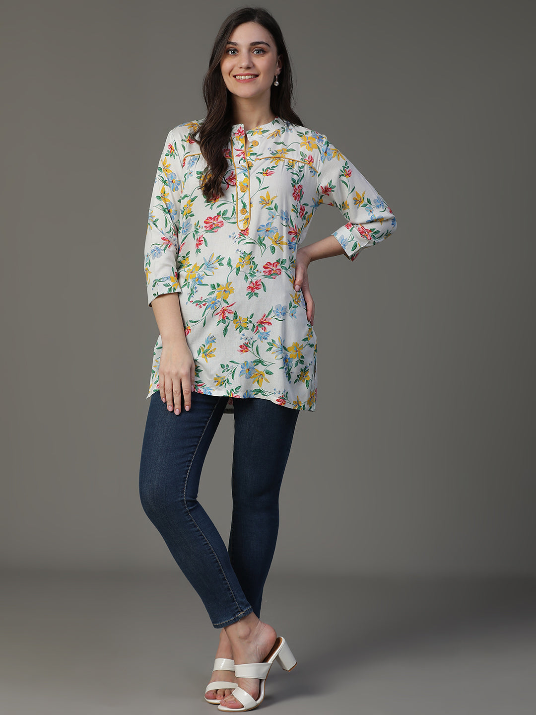 Premium Rayon Blue Women Short Kurti
