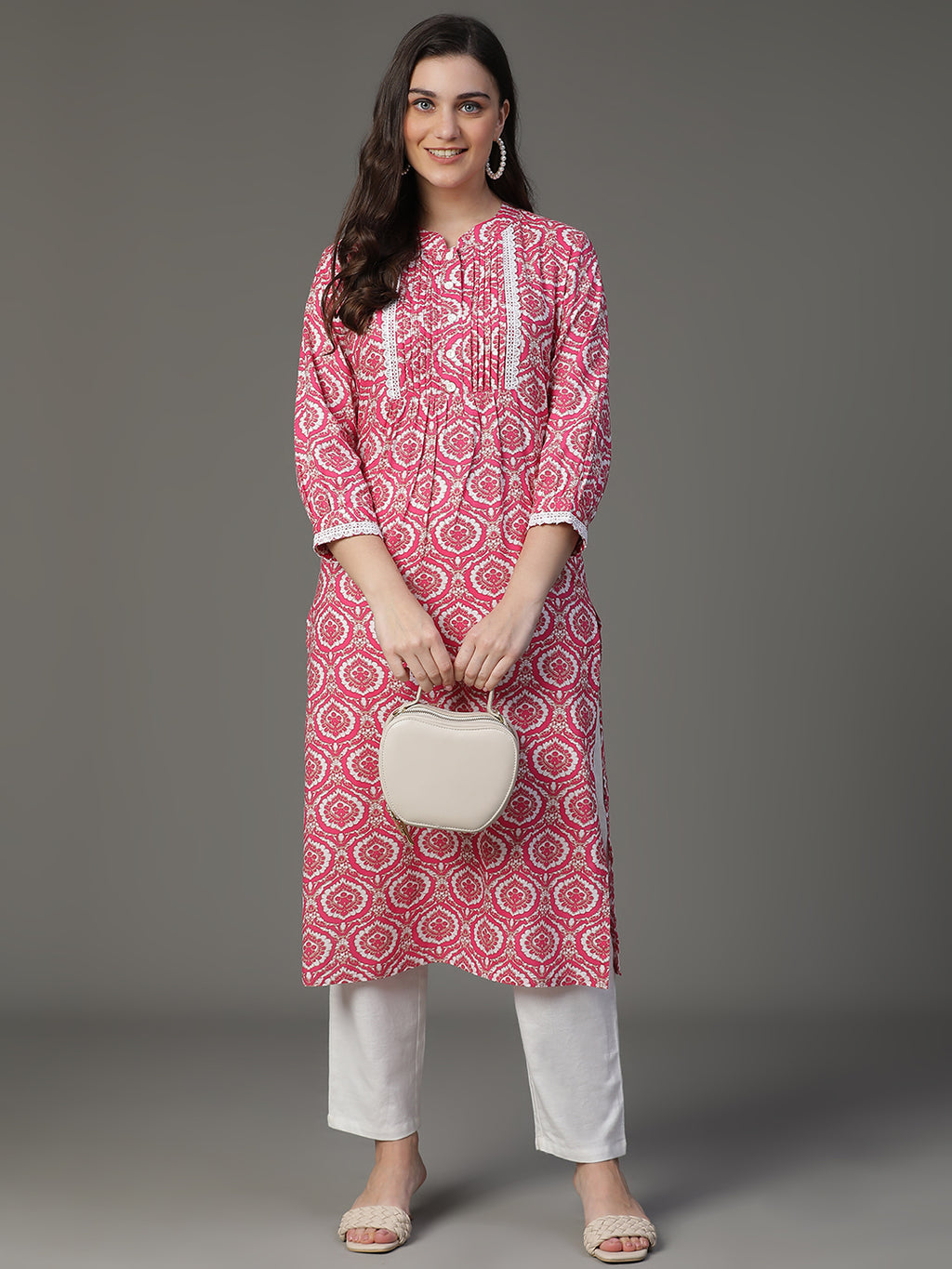 Premium Rayon Pink Women Kurta