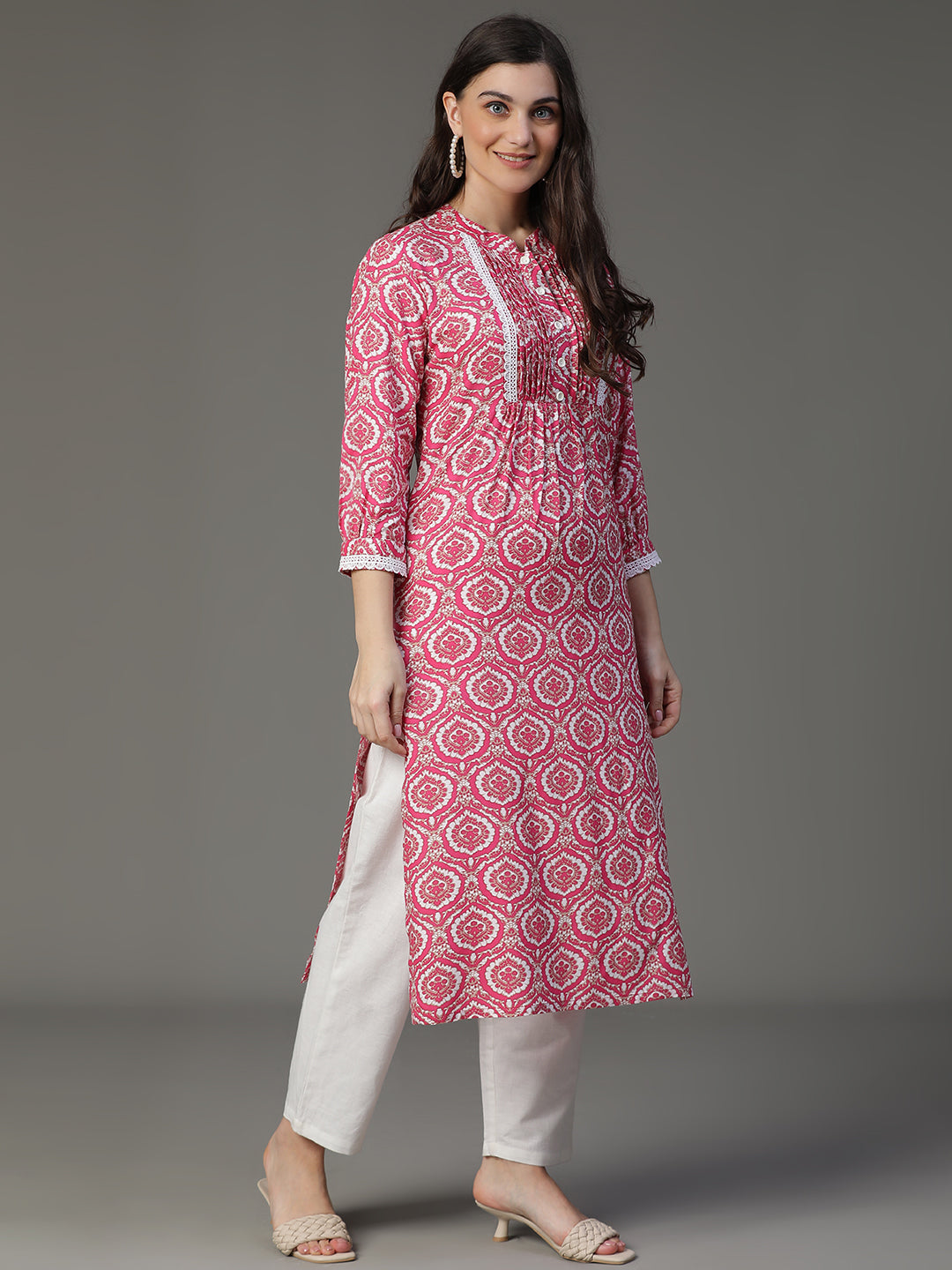 Premium Rayon Pink Women Kurta