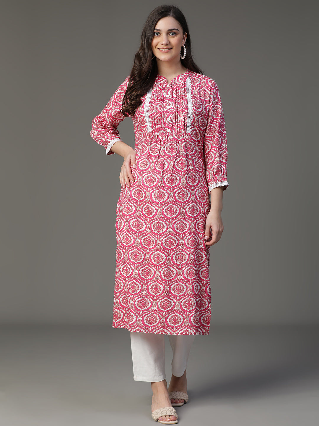 Premium Rayon Pink Women Kurta