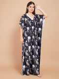Women Printed V-neck Maxi Kaftan Nightdress
