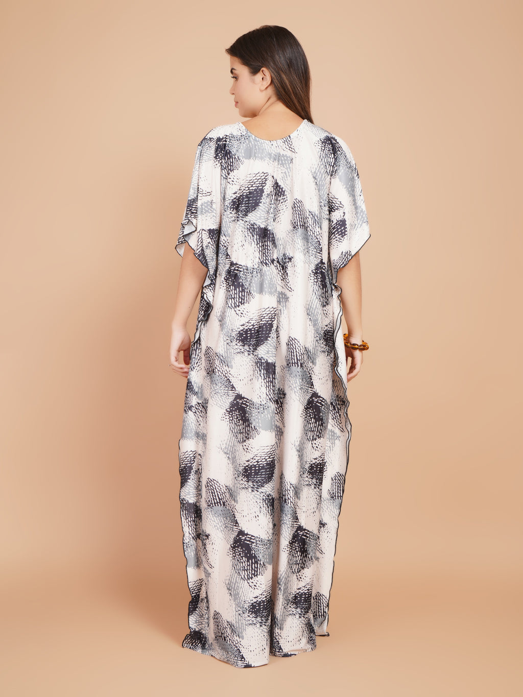 Women Printed V-neck Maxi Kaftan Nightdress