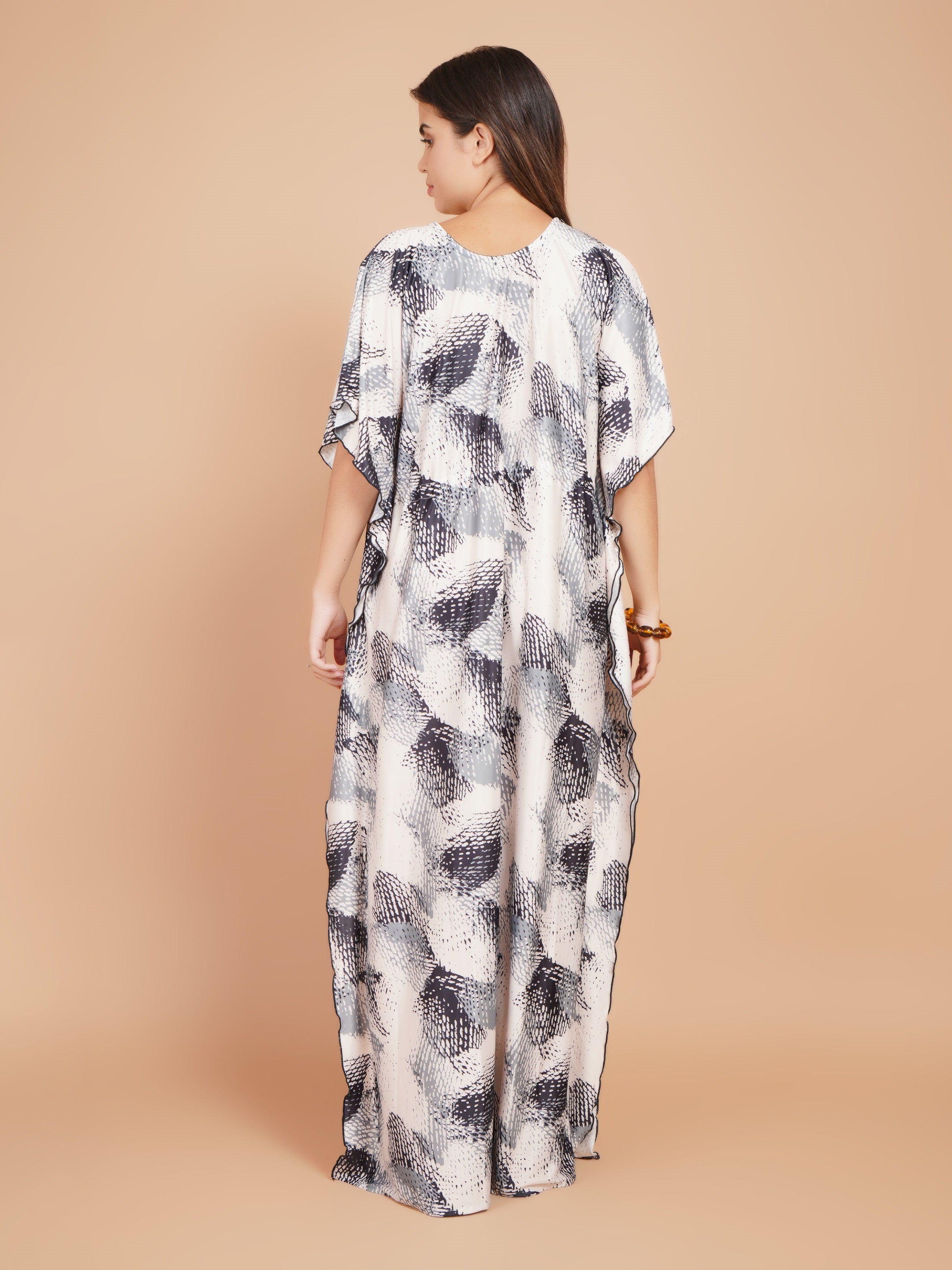 Women Printed V-neck Maxi Kaftan Nightdress