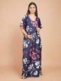 Women Printed V-neck Maxi Kaftan Nightdress