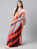Women Printed V-neck Maxi Kaftan Nightdress